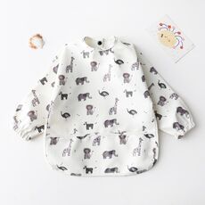 Bavaglino a maniche lunghe, impermeabile, lavabile, facile da pulire, con tasca, taglia: S (animali)