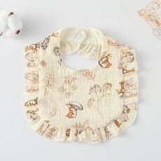 Bavaglino per la pappa con volant per neonati Asciugamano per saliva in morbido cotone, stile: coniglio a fungo