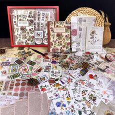 Il set di album per ritagli floreali retrò 265 in 1 include taccuino A6 + adesivi + nastro adesivo + timbri + carta per album (SH011)