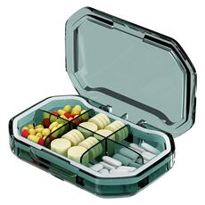 Mini scatola portapillole sigillata e compartimentata portatile Scatola dispensatrice settimanale per capsule mattutine e serali, stile: 6 griglie verde