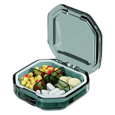 Mini scatola portapillole sigillata e compartimentata portatile Scatola dispensatrice settimanale per capsule mattutine e serali, stile: 4 griglie verde