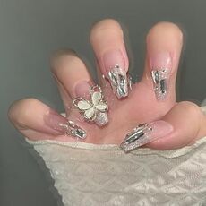 24 toppe rifinite con colla gelatina per unghie fatte a mano con glitter per unghie, colore: BY85 (borsa degli attrezzi da indossare)