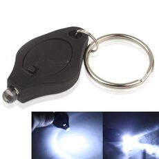 Mini torcia a LED, luce bianca, funzione portachiavi, interruttore on / off e pressostato (nero)