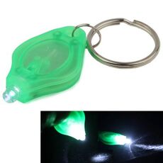 Mini torcia a LED, luce bianca, funzione portachiavi, interruttore on / off e pressostato (verde)
