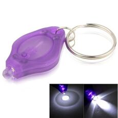 Mini torcia a LED, luce bianca, funzione portachiavi, interruttore on / off e pressostato (viola)