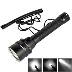 5 torce subacquee CREE XM-L2 a luce bianca, 6800 lm, profondità di immersione: 150 m (nero)