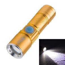 Torcia retrattile a luce bianca, Cree Q5 LED 3 modalità con cordino (oro)