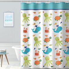Tenda da doccia stampata in tessuto di poliestere ispessito 220x200 cm Tenda impermeabile a forma di simpatico cartone animato con ganci