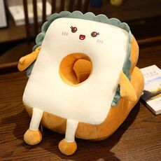 Cuscino per pisolino fronte-retro per studenti, artefatto per pisolino per ufficio, cuscino per dormire per ragazze, stile: L Toast Happy