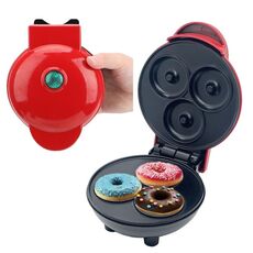 La mini macchina per ciambelle da 350 W può produrre 3 ciambelle con presa 220 V UE (rossa)