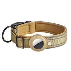 Per collare per cani AirTag Tracker con fodera in neoprene, collare per animali riflettente, taglia: S (cachi scuro)