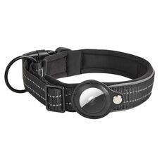 Per collare per cani AirTag Tracker Fodera in neoprene Collare per animali riflettente, Taglia: XL (Nero)