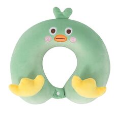 Cuscino memory a forma di U con pollo a forma di cartone animato, per studenti e bambini, cuscino per la cura del collo, per il riposo del pisolino (verde)