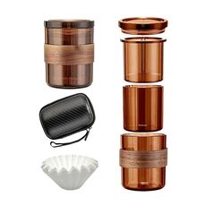 Caffettiera 3 in 1 con tazza filtrante per ufficio da viaggio in campeggio con borsa marrone