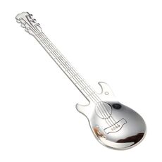 Cucchiaino da caffè a forma di chitarra in acciaio inossidabile creativo da 5 pezzi (argento)