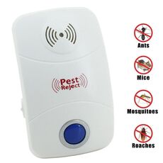 Repeller elettronico ad ultrasuoni per il controllo dei parassiti del ratto della zanzara con luce LED, spina britannica, AC90V-250V (bianco)
