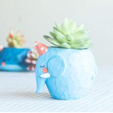 Bella casa giardino ufficio resina cartone animato animale blu a forma di elefante pianta vaso di fiori decorazione vasi da fiori animali fioriera