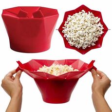 Macchina per popcorn a microonde in silicone pieghevole creativa da 2 pezzi (rossa)
