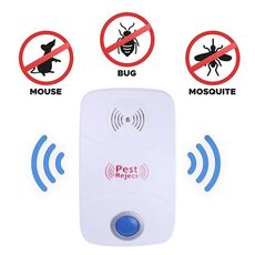 Repeller di controllo dei parassiti del ratto della zanzara ad ultrasuoni elettronico con luce LED, spina americana, AC90V-250V (bianco)