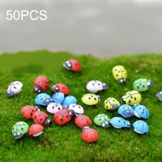 50 pezzi cabochon in legno di colore misto coccinella per decorazione decorazione in legno coccinella artigianato ornamenti micro-paesaggio accessori ornamenti multi-carne