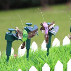 Ornamenti Vibrazione Alimentato ad energia solare Danza Colibrì volanti con piuma, Parete da giardino Decorazione da giardino Giardinaggio Decorazione pastorale Giocattoli, Consegna a colori casuali