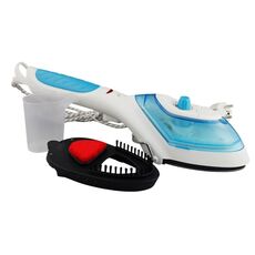 YB-888 900W 2 in 1 multifunzione per uso domestico piccola stiratrice portatile da viaggio portatile portatile appesa a vapore macchina calda con spazzola a vapore e misurino, spina europea (blu)
