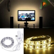 Luce a fune USB da 50 cm 3 W., Resina epossidica IP65 impermeabile 30 LED 5050 SMD con cavo interruttore esteso da 1 m, larghezza: 10 mm (bianco caldo)