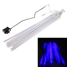 Luce di pioggia meteorica DIP 8 tubi da 50 cm, Luce decorativa a LED, diametro del tubo: 1,2 cm, CA 100-240 V, USA, spina europea opzionale (luce blu)