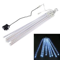 Luce di pioggia meteorica DIP 8 tubi da 50 cm, Luce decorativa a LED, diametro del tubo: 1,2 cm, CA 100-240 V, USA, spina europea opzionale (luce bianca)