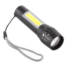 Ricarica USB A2 Torcia Zoomable XPE + COB impermeabile con 3 modalità e scatola di immagazzinaggio