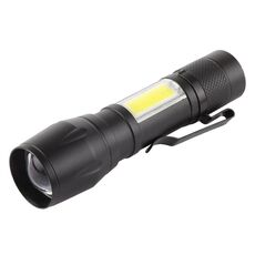 A3 USB ricarica impermeabile Zoomable XPE + torcia COB con 3 modalità e clip e scatola di immagazzinaggio