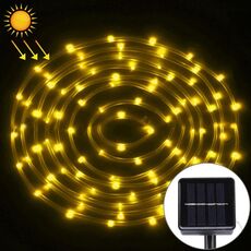 Luce di corda dell'intelaiatura di 5m, Pannello solare resistente all'acqua 50 LED (bianco caldo)