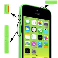 Pulsante muto 3 in 1 + pulsante di accensione + pulsante Volume per iPhone 5C (verde)