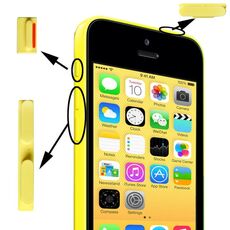 Pulsante muto 3 in 1 + pulsante di accensione + pulsante volume per iPhone 5C (giallo)