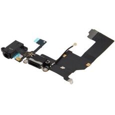 Cavo della flessione del caricatore del connettore della coda originale + Cavo flessibile del nastro del jack audio delle cuffie per iPhone 5 (nero)