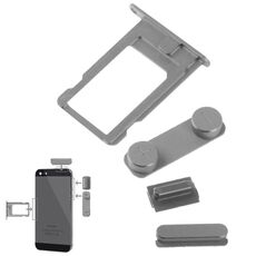 4 in 1 per iPhone 5 e 5S (vassoio per scheda Nano SIM colorato con materiale in lega originale + pulsante del volume + pulsante di accensione + pulsante di disattivazione dell'audio)