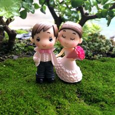 Matrimonio in stile vittoriano Sposi Sposa Sposo Bouquet Coppie Decorazione Muschio Micro Paesaggio Ornamenti in resina