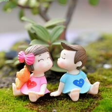 Lovers Bow Garden Dollhouse Decoration Moss Micro Landscape Ornamenti in PVC