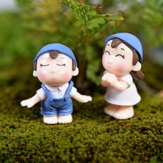 Lovers Smile Garden Dollhouse Decoration Moss Micro Landscape Ornamenti in PVC (blu)