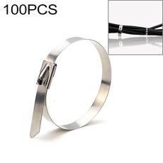 100 PCS 4.6x300mm Fascette per cavi in ​​metallo in acciaio inossidabile Tie Zip Wrap Fasce termiche di scarico Tubo di induzione