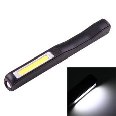 Lampada da lavoro / torcia elettrica a forma di penna ad alta luminosità 100LM, luce bianca, LED COB 2 modalità con clip penna magnetica ruotabile di 90 gradi (nero)