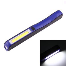 Lampada da lavoro a forma di penna ad alta luminosità 100LM / torcia, luce bianca, LED COB 2 modalità con clip magnetica ruotabile di 90 gradi (blu)
