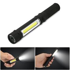 Torcia esterna multifunzione portatile Mini COB LED da lavoro stile penna (nera)