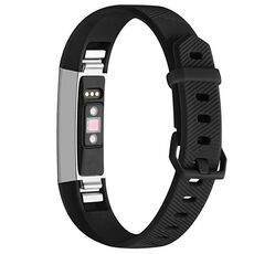 Banda di orologi in silicone a colori solidi per Fitbit Alta / HR (nero)