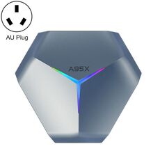 A95X F4 8K UHD Smart TV BOX Lettore multimediale Android 10.0 con telecomando, Amlogic S905X4 Quad Core Cortex-A55 fino a 2,0 GHz, RAM: 2 GB, ROM: 16 GB, WiFi 2,4 GHz/5 GHz, Bluetooth, spina AU (blu metallizzato)