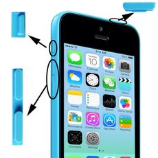 Pulsante muto 3 in 1 + pulsante di accensione + pulsante Volume per iPhone 5C (blu)