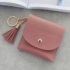 Portafoglio donna moda portafoglio corto in pelle mini porta carte d'identità casual borse borsa da donna con frizione (rosa scuro)