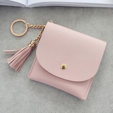 Portafoglio donna moda portafoglio corto in pelle mini porta carte d'identità casual borse borsa da donna con frizione (rosa)