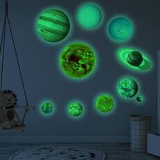 E wall Pianeta Sistema solare Adesivi murali fluorescenti Camera da letto Adesivi murali luminosi (dimensioni ridotte)