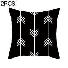 2 pezzi Federe decorative geometriche astratte semplici e moderne in bianco e nero Federa per cuscino in poliestere (9)